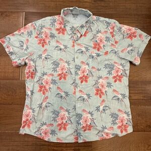 Izod Hawaiian Shirt XXL Cotton 100% Aloha Hula Palms Parrot 2XL